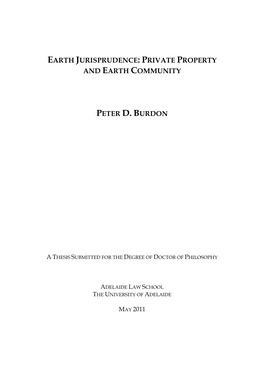 Private Property and Earth Community Peter D. Burdon