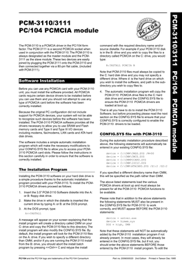 PCM-3110/3111 PC/104 PCMCIA Module PCM-3110/3111 PC/104