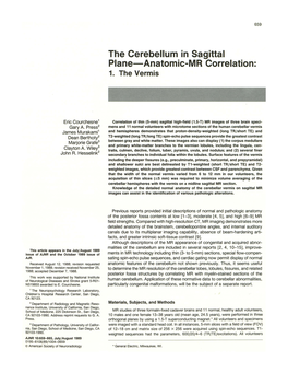 The Cerebellum in Sagittal Plane-Anatomic-MR Correlation: 1