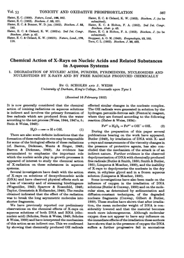 Chemical Action of X-Rays on Nucleic Acids and Related Substances in Aqueous Systems 1