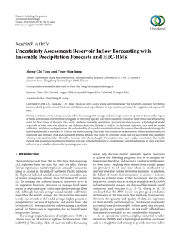 Uncertainty Assessment: Reservoir Inflow Forecasting with Ensemble Precipitation Forecasts and HEC-HMS