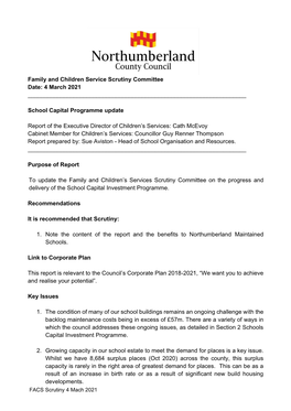 Family and Children Service Scrutiny Committee Date: 4 March 2021 ______