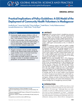 A GIS Model of the Deployment of Community Health Volunteers in Madagascar