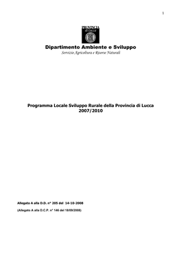 Dipartimento Ambiente E Sviluppo Servizio Agricoltura E Risorse Naturali