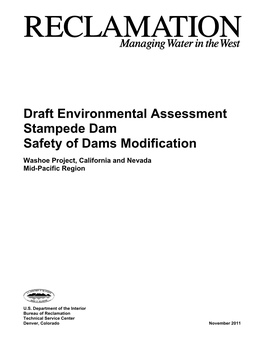Draft Environmental Assessment Stampede Dam Safety of Dams Modification