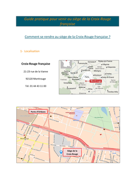 Guide Pratique Pour Venir Au Siège De La Croix-Rouge Française