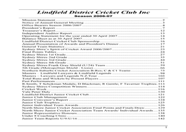 Lindfield District Cricket Club Inc Season 2006-07 Mission Statement