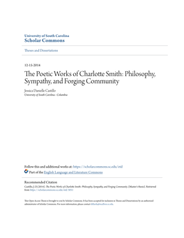 The Poetic Works of Charlotte Smith: Philosophy, Sympathy, and Forging Community