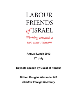 Annual Lunch 2013 2 July Keynote Speech By