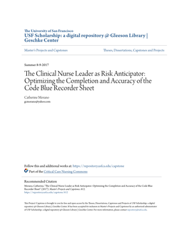 The Clinical Nurse Leader As Risk Anticipator 1