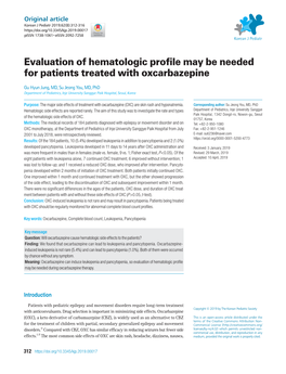 Evaluation of Hematologic Profile May Be Needed for Patients Treated with Oxcarbazepine