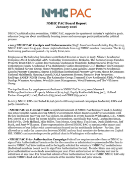 NMHC PAC Board Report January 2016