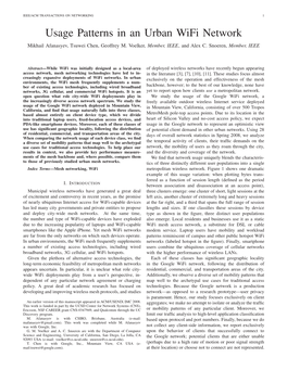 Usage Patterns in an Urban Wifi Network Mikhail Afanasyev, Tsuwei Chen, Geoffrey M