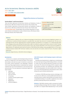 Acta Scientific Dental Sciences (ASDS) Digital Revolution in Dentistry