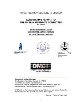 Human Rights Violations in Georgia Alternative Report to The