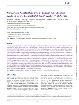 Cultivation-Assisted Genome of Candidatus Fukatsuia Symbiotica; the Enigmatic “X-Type” Symbiont of Aphids