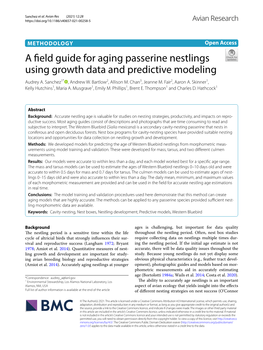 A Field Guide for Aging Passerine Nestlings Using Growth Data And