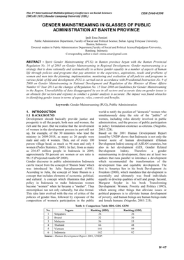 Gender Mainstreaming in Glasses of Public Administration at Banten Province