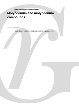 Molybdenum and Molybdenum Compounds