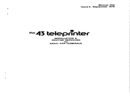 Model 43 Teleprinter Installation & Routine Servicing for Basic KSR