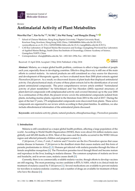 Antimalarial Activity of Plant Metabolites