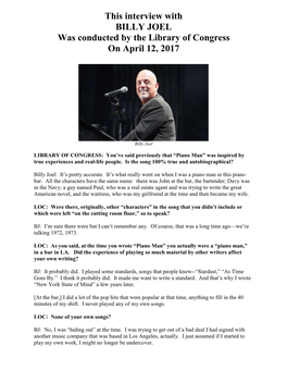 Billy Joel Interview