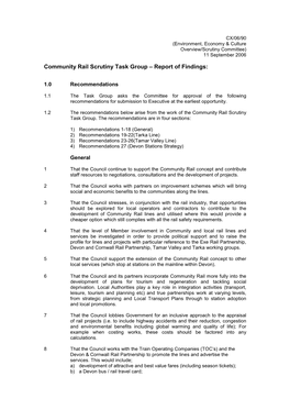Community Rail Scrutiny Task Group – Report of Findings