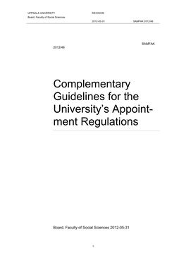 Complementary Guidelines for the University's Appoint- Ment