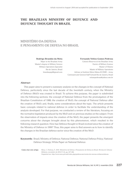 227 Ministério Da Defesa E Pensamento De Defesa No