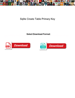 Sqlite Create Table Primary Key