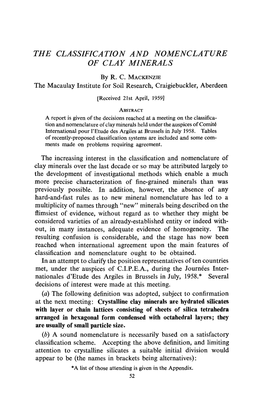 The Classification and Nomenclature of Clay Minerals