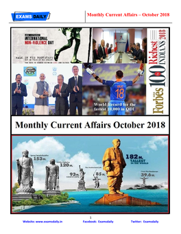 Monthly Current Affairs – October 2018