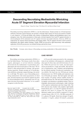 Descending Necrotizing Mediastinitis Mimicking Acute ST Segment Elevation Myocardial Infarction