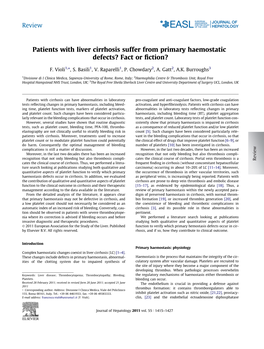 Patients with Liver Cirrhosis Suffer from Primary Haemostatic Defects? Fact Or ﬁction?