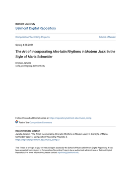 The Art of Incorporating Afro-Latin Rhythms in Modern Jazz: in the Style of Maria Schneider