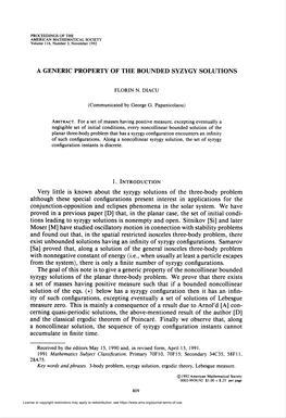 A Generic Property of the Bounded Syzygy Solutions