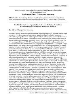 Annual Conference Professional Paper Presentation Abstracts