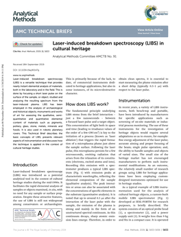 Laser-Induced Breakdown Spectroscopy (LIBS) in Cultural Heritage Cite This: Anal