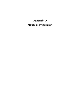 Appendix D Notice of Preparation