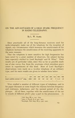 On the Advantages of High Spark-Frequency in Radio-Telegraphy