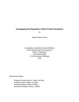 Investigating the Regulation of Ras Protein Prenylation By