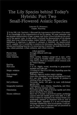 The Lily Species Behind .Today's Hybrids: Part Two Small-Flowered Asiatic Species