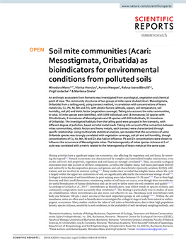 Soil Mite Communities (Acari: Mesostigmata, Oribatida)