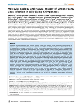 Molecular Ecology and Natural History of Simian Foamy Virus Infection in Wild-Living Chimpanzees