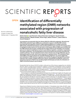 Identification of Differentially Methylated Region (DMR) Networks Associated with Progression of Nonalcoholic Fatty Liver Disease