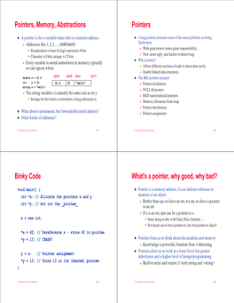 Pointers, Memory, Abstractions Pointers