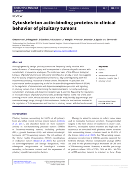 Cytoskeleton Actin-Binding Proteins in Clinical Behavior of Pituitary Tumors