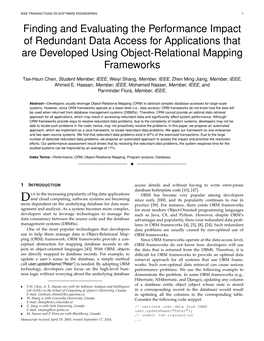 Finding and Evaluating the Performance Impact of Redundant Data Access for Applications That Are Developed Using Object-Relational Mapping Frameworks