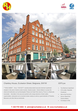 Chantrey House, Eccleston Street, Belgravia, SW1W £875 Pw