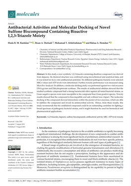 Antibacterial Activities and Molecular Docking of Novel Sulfone Biscompound Containing Bioactive 1,2,3-Triazole Moiety